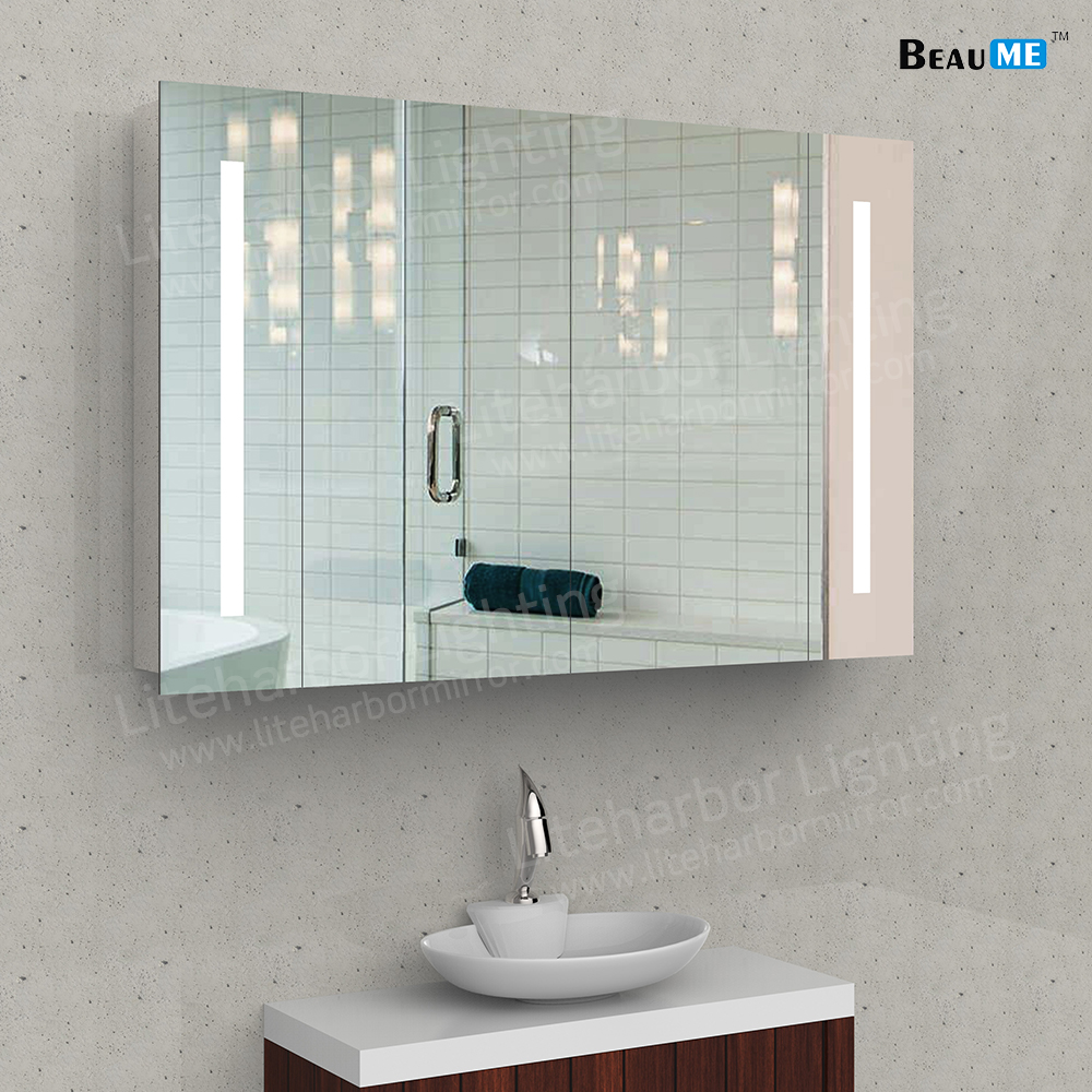 Liteharbor Bathroom Wall Illuminated Mirror with Cabinet