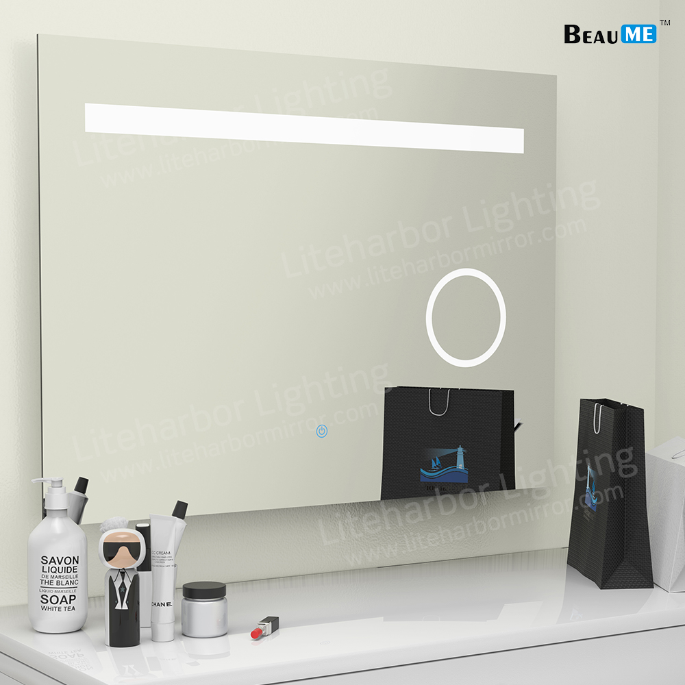 Liteharbor Frameless Customized Size LED Bathroom Magnifying Mirror Light